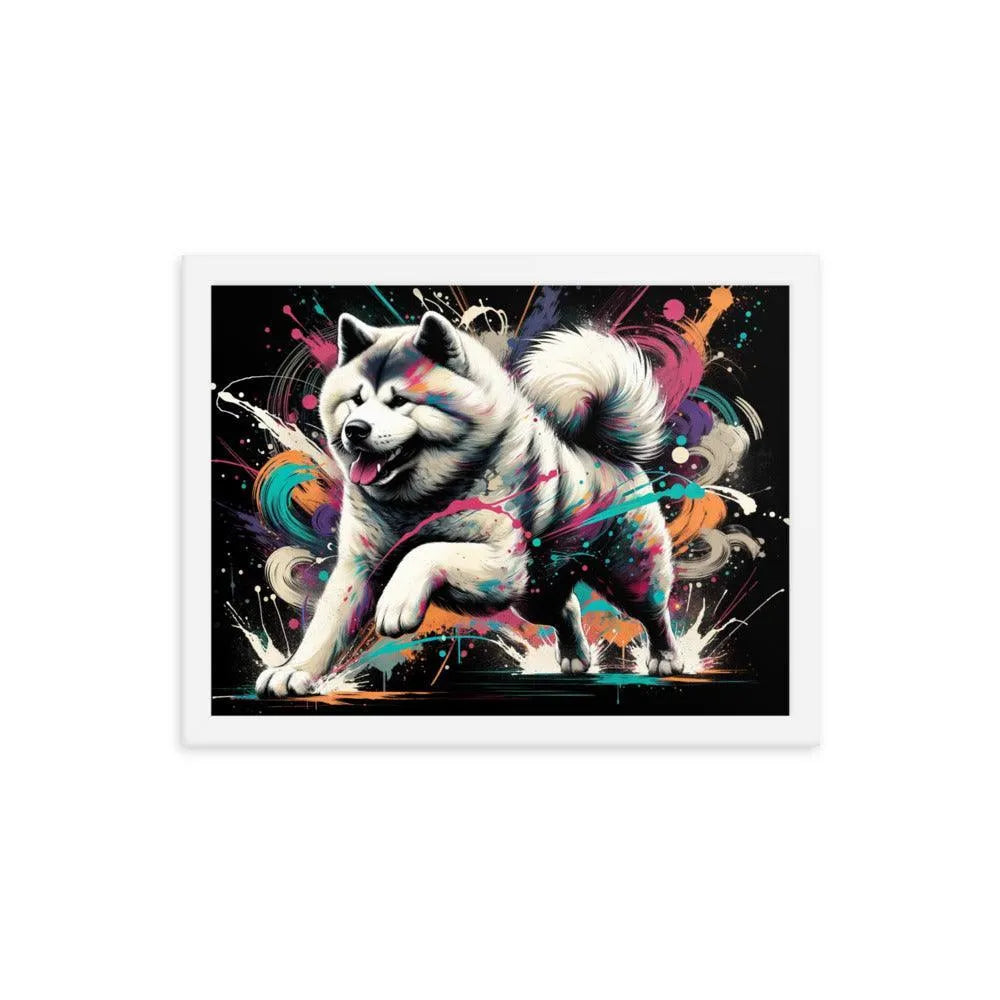 Energetic Akita Abstract Artwork Framed Poster - Oh Posters