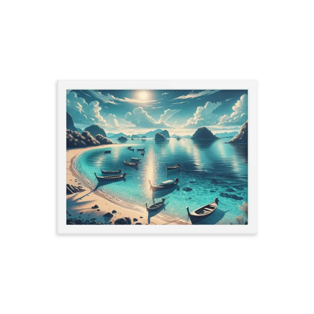 Secluded Shimmering Beach Digital Art Framed Poster - Oh Posters