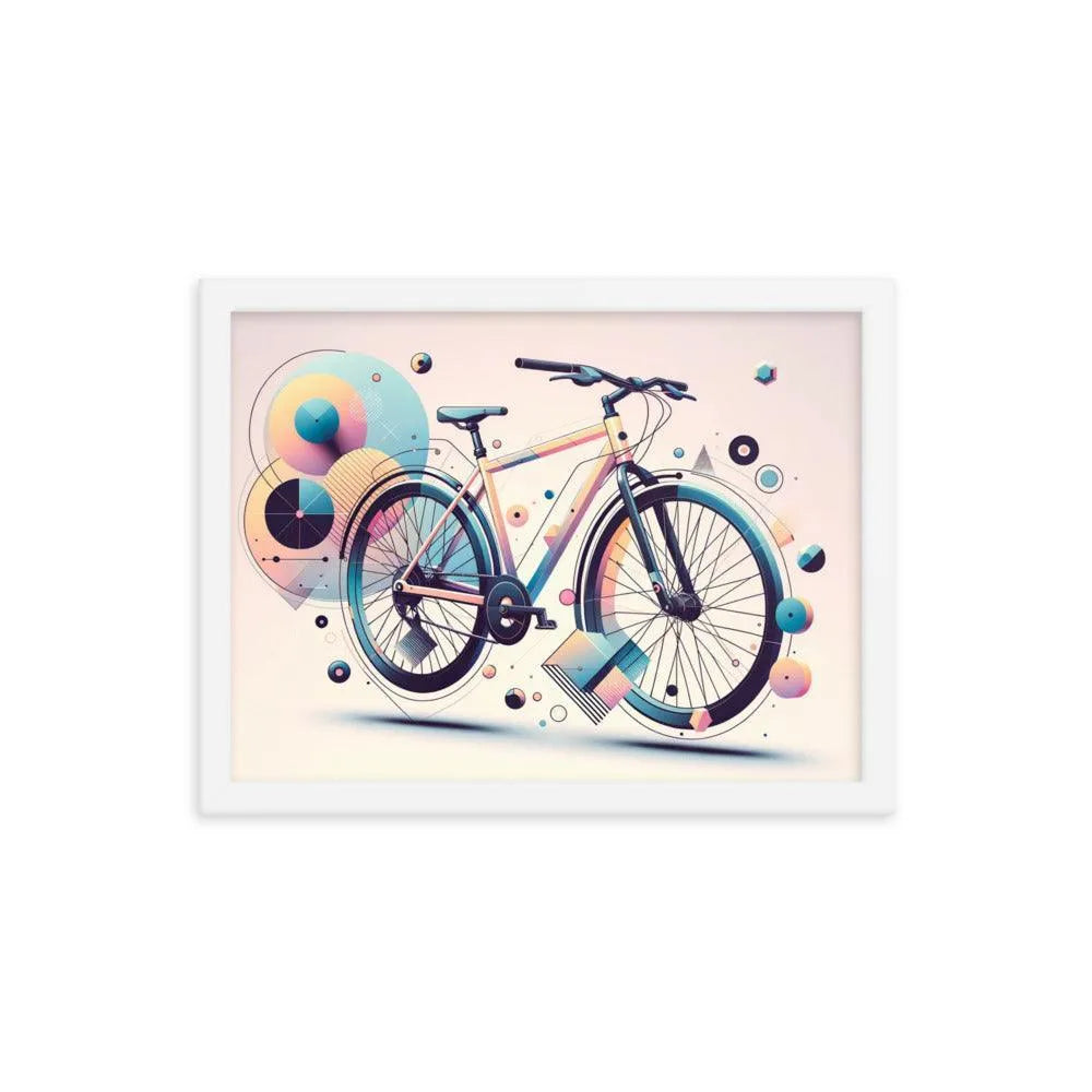 Contemporary Pastel Bicycle Geometric Art Framed Poster - Oh Posters
