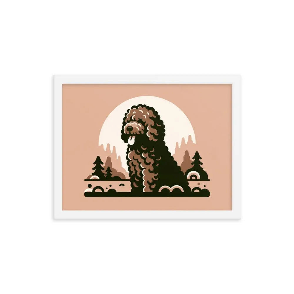 Minimalistic Barbet Dog Portrait Digital Art Framed Poster - Oh Posters
