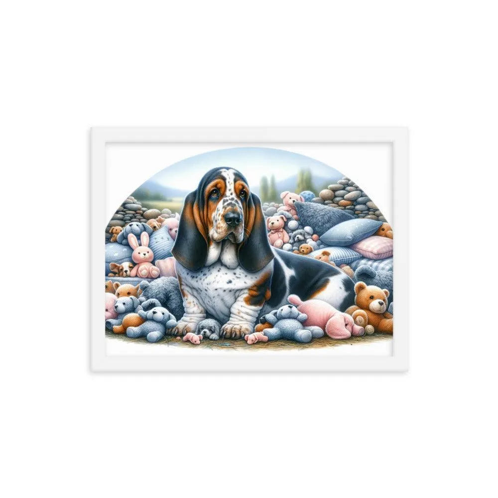 Cute and Cuddly Basset Bleu de Gascogne Art Framed Poster - Oh Posters