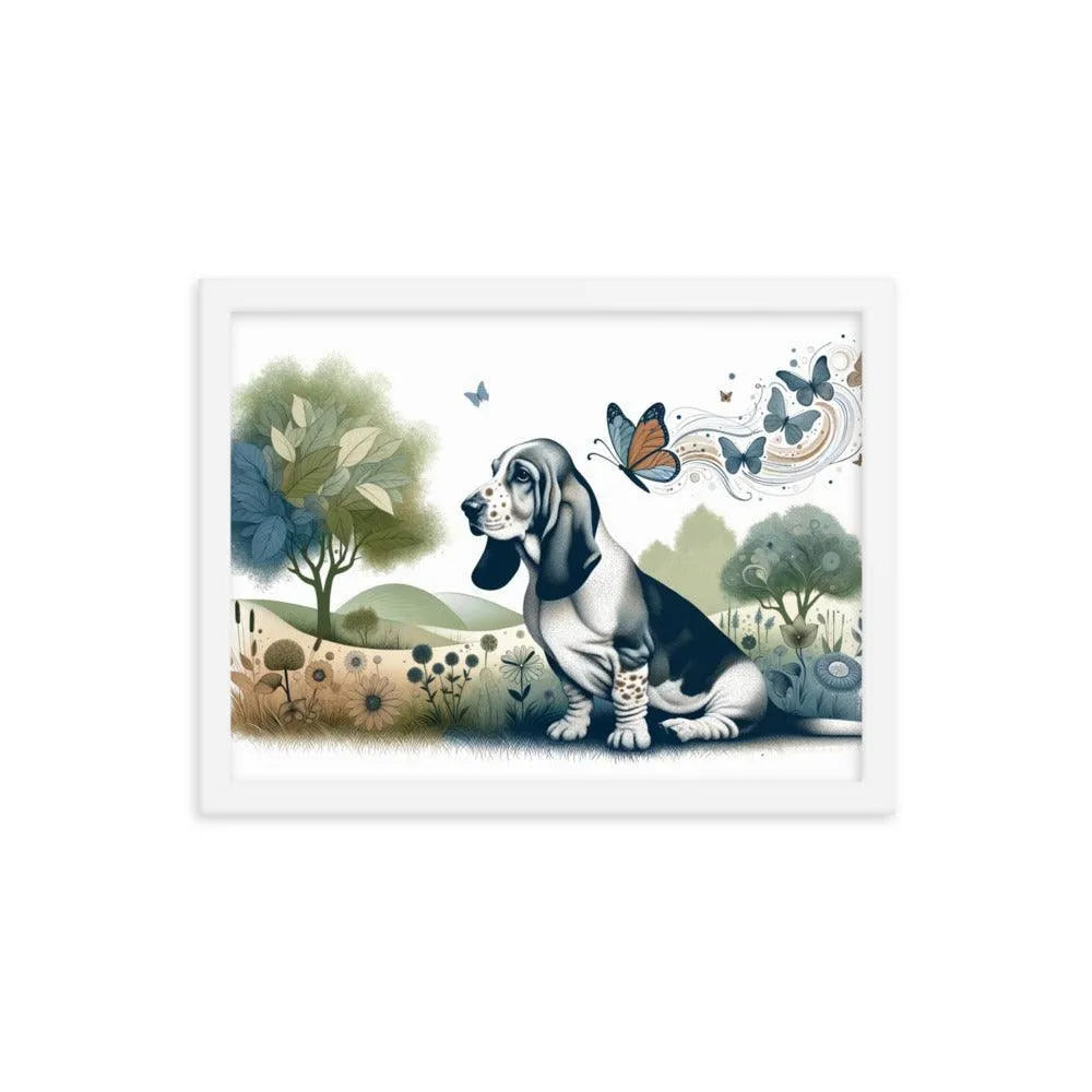 Harmonious Basset Bleu de Gascogne Landscape with a Twist Framed Poster - Oh Posters