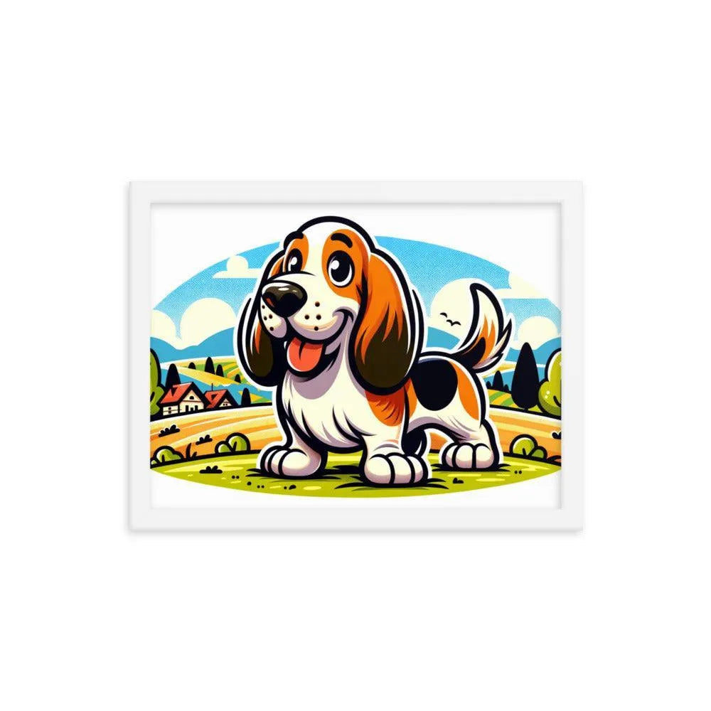 Playful Basset Fauve de Bretagne Cartoon Art Framed Poster - Oh Posters