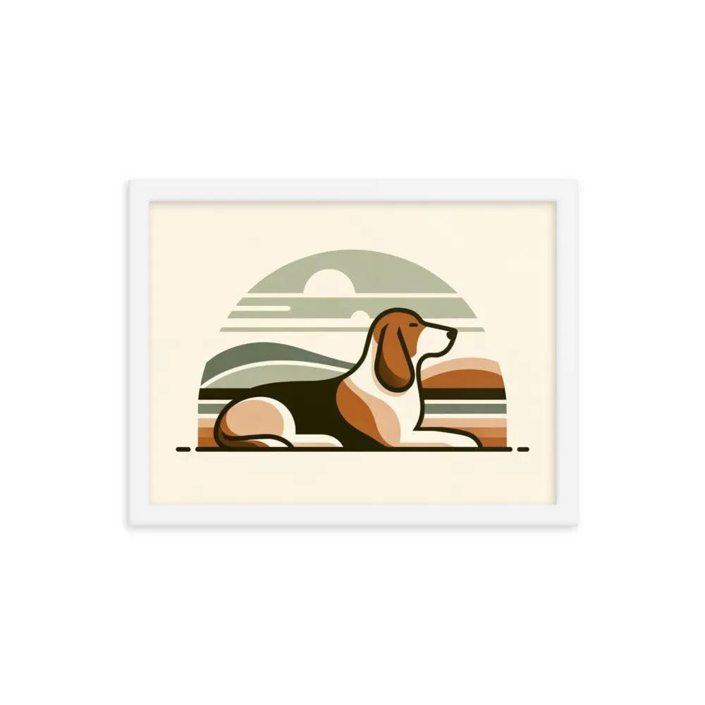 Elegant Basset Hound Minimalist Art Framed Poster - Oh Posters