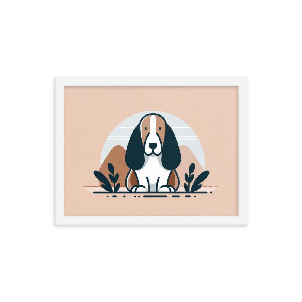 Charming Basset Hound Minimalist Art Framed Poster - Oh Posters