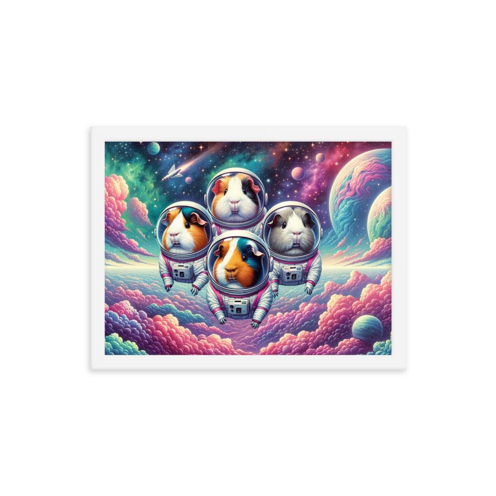 Guinea Pig Astronauts Cosmic Exploration Vibrant Framed Poster - Oh Posters