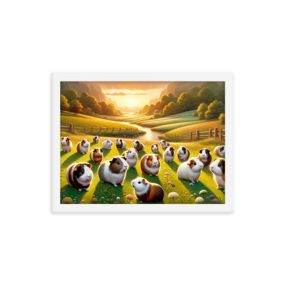 Guinea Pig Gathering Sunset Valley Digital Art Framed Poster - Oh Posters