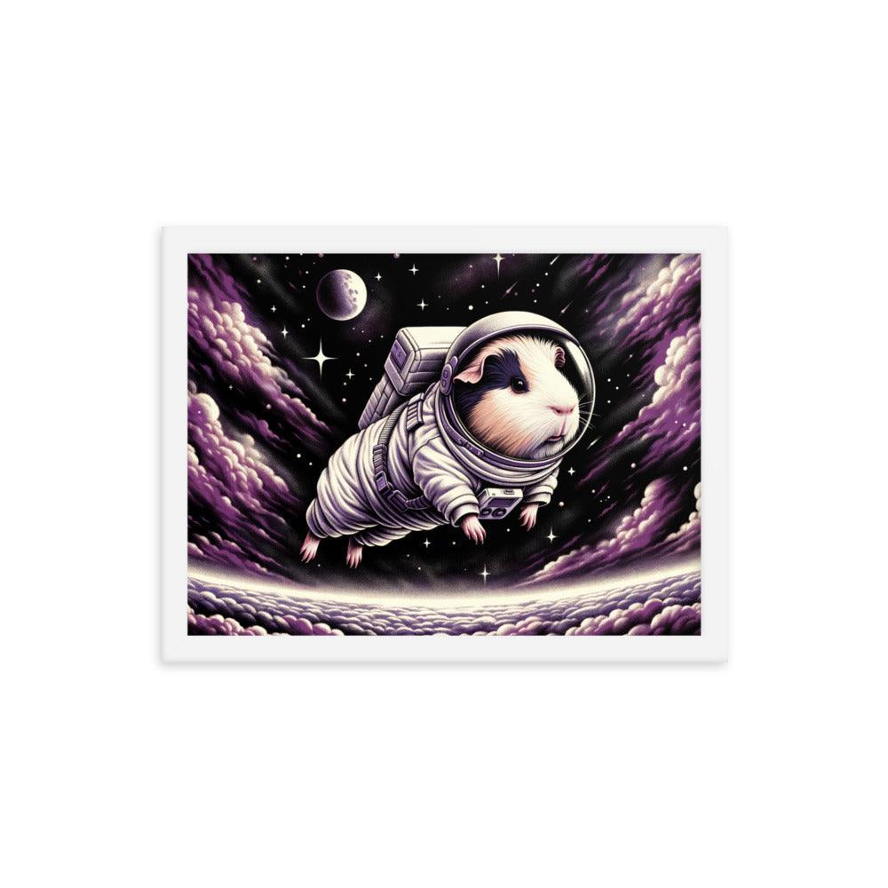 Guinea Pig Astronaut's Cosmic Odyssey Illustration Framed Poster - Oh Posters