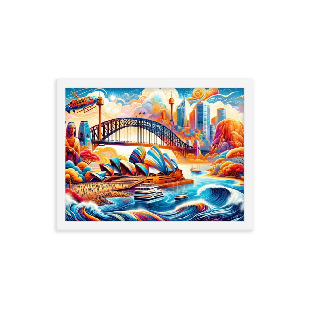 Sydney Harbour Surreal Scenery Vibrant Art Framed Poster - Oh Posters