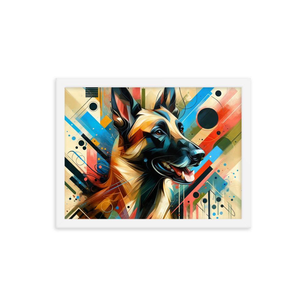 Geometric Belgian Malinois Abstract Art Framed Poster - Oh Posters