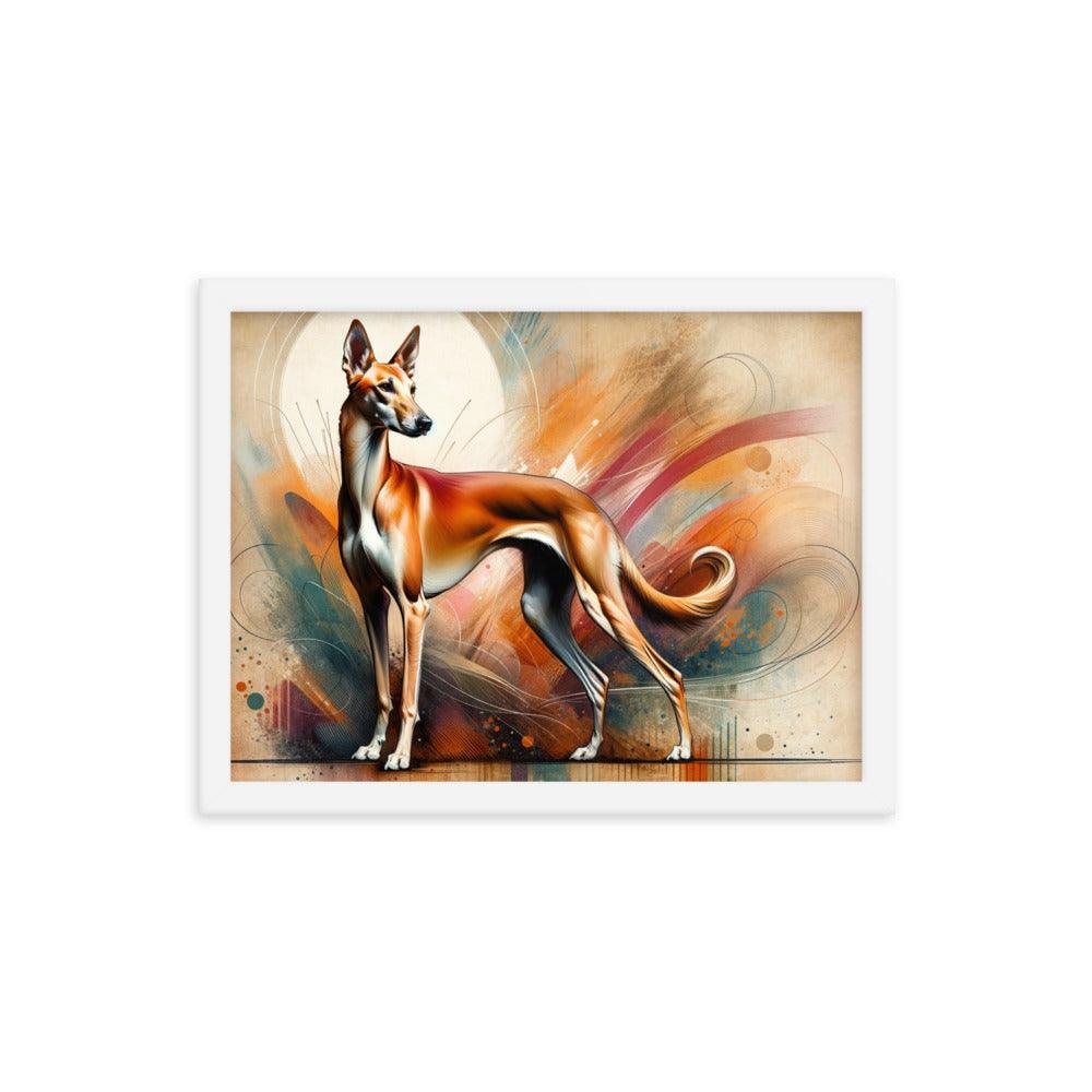 Graceful Azawakh Dog Art: Tall, Slender Build in Noble Pose, Warm Textured Background Framed Poster - Oh Posters