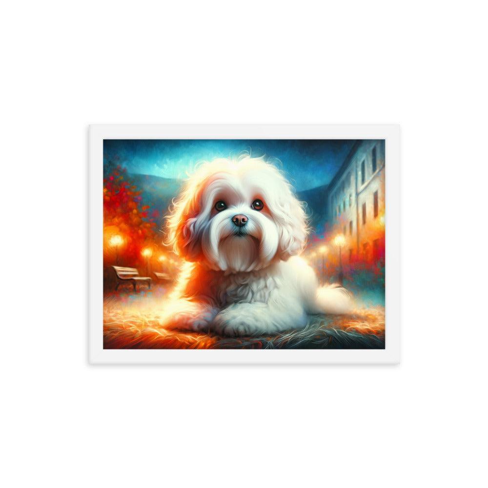 Enchanted Evening Bolognese Dog Dreamy Art Framed Poster - Oh Posters