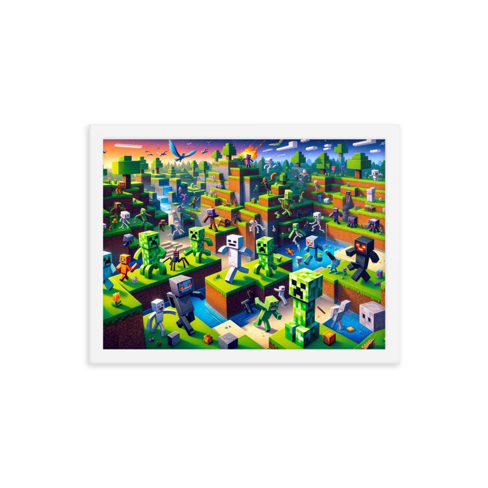 Minecraft Adventure Dynamic Character Action Framed Poster - Oh Posters