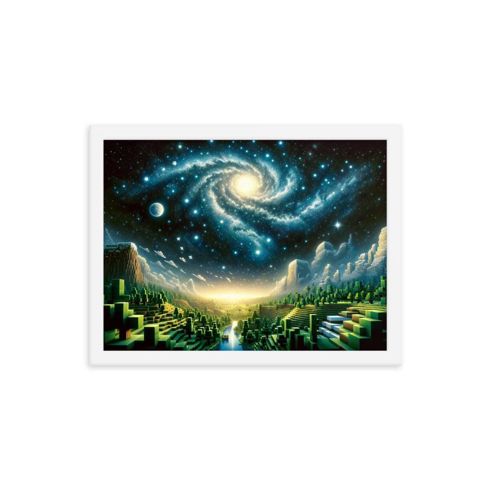 Galactic Spiral Minecraft Universe Digital Art Framed Poster - Oh Posters