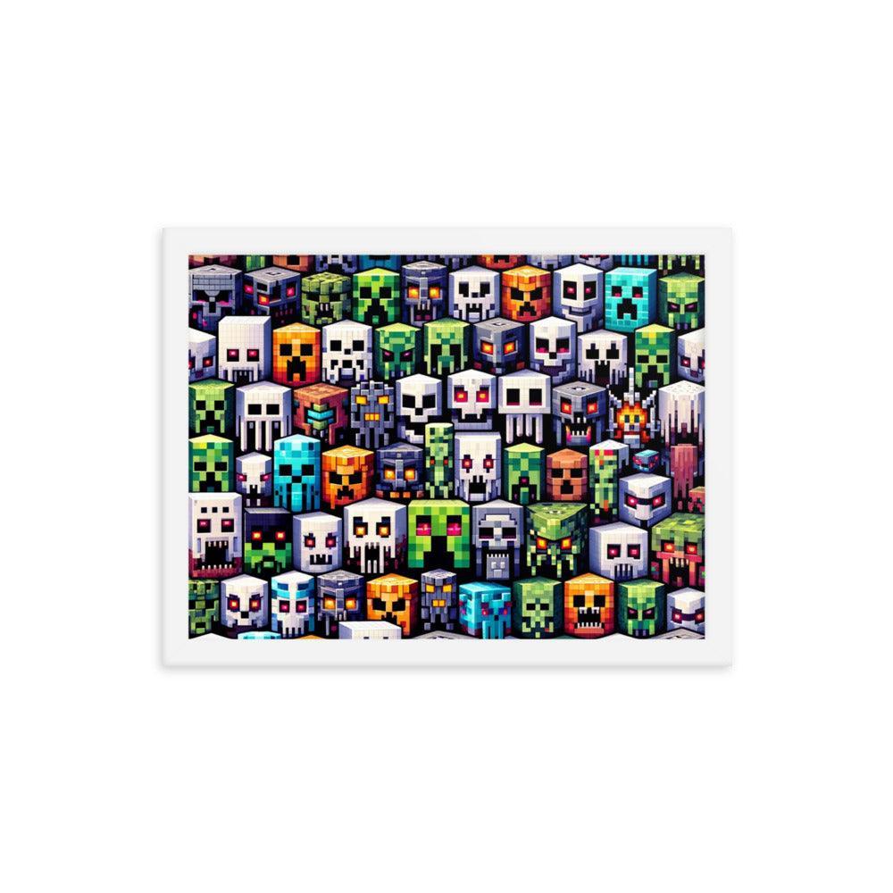 Minecraft Inspired Pixel Characters Array Collectible Framed Poster - Oh Posters