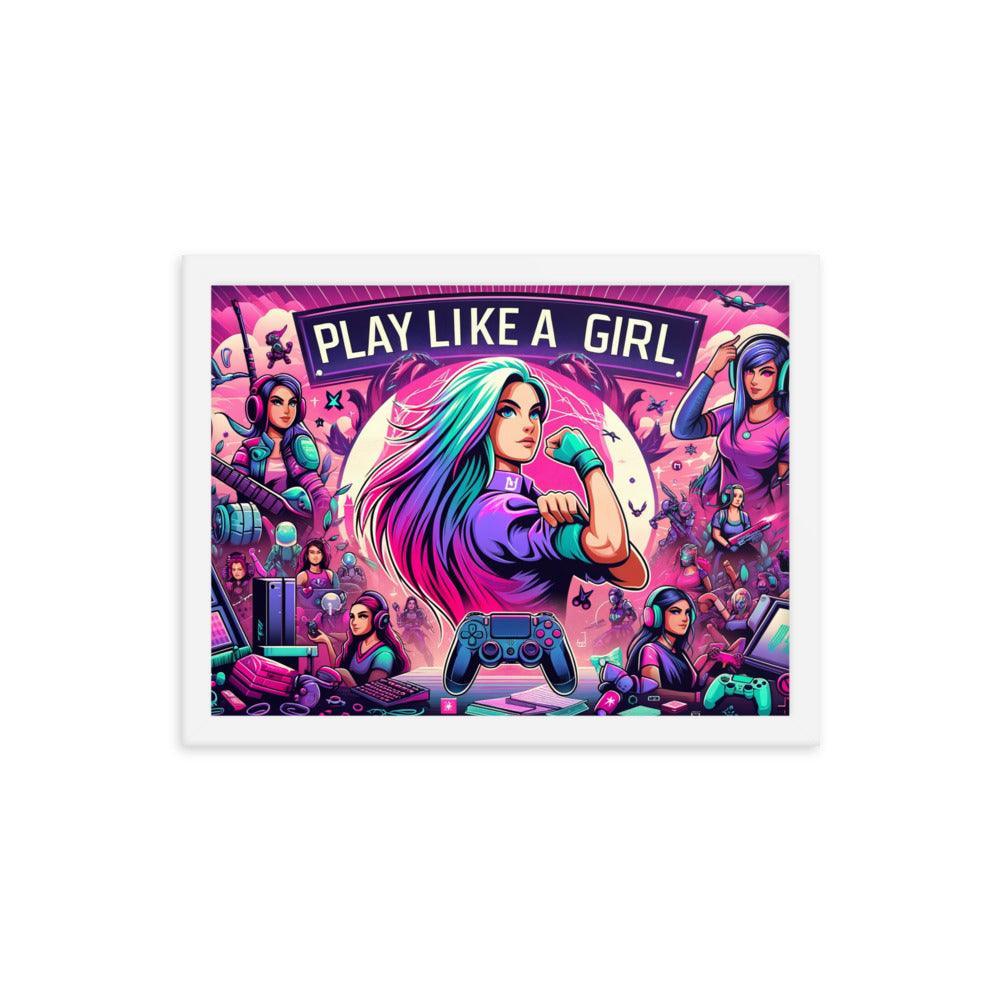 Gamer Girl Power Empowerment Art Framed Poster - Oh Posters