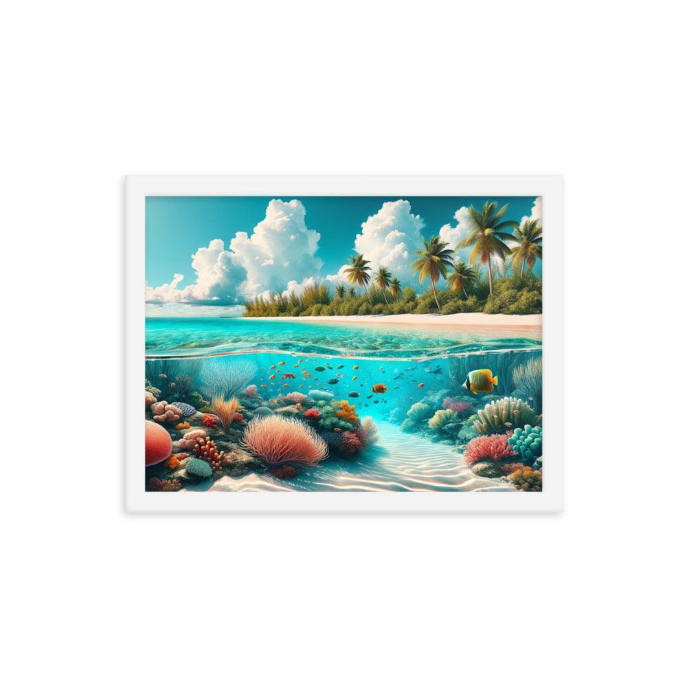 Tropical Paradise Underwater Coral Reef Bahamas Framed Poster - Oh Posters