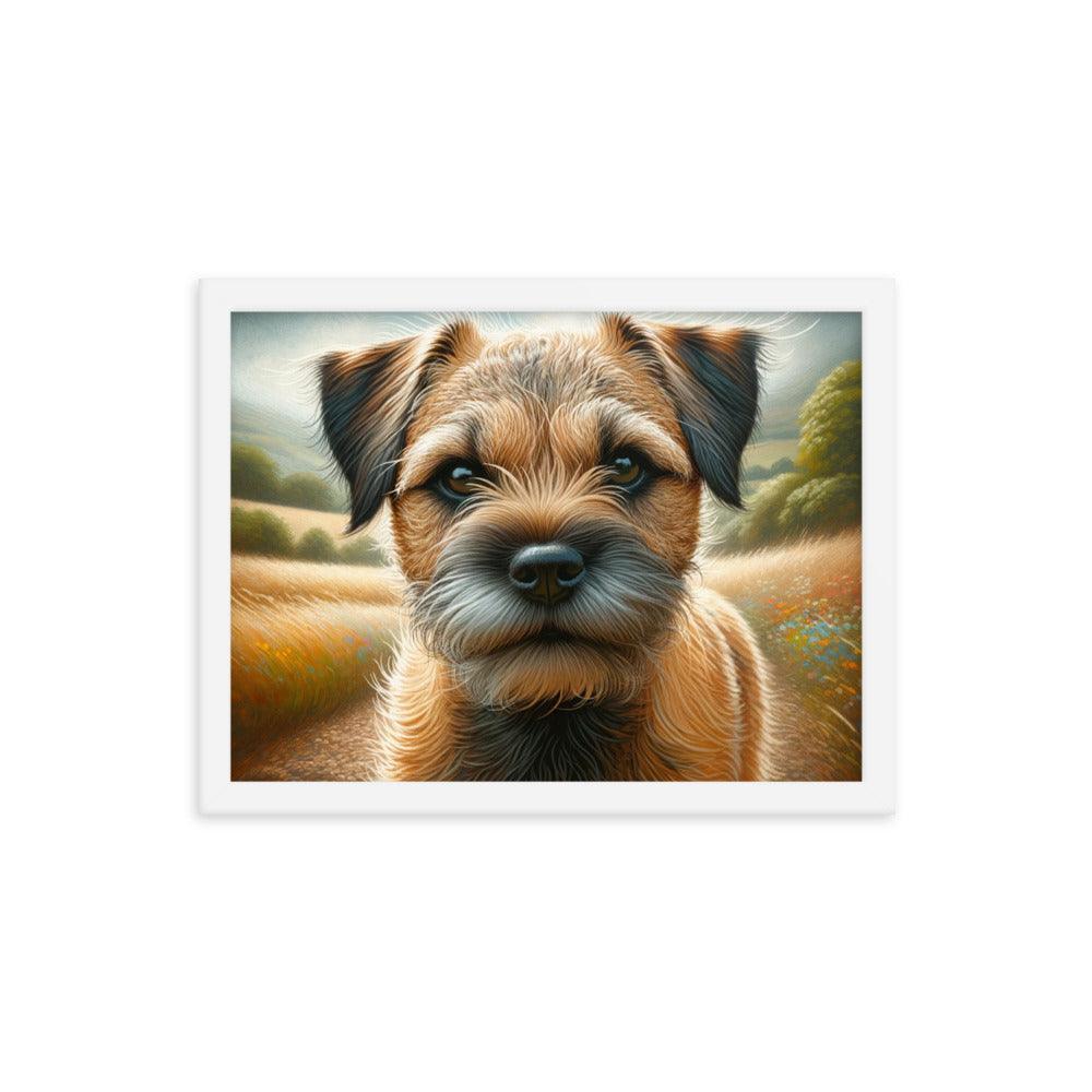 Border Terrier Golden Fields Gentle Gaze Art Framed Poster - Oh Posters