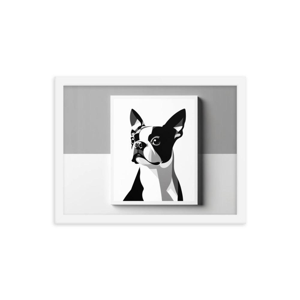 Boston Terrier Abstract Minimalist Art Framed Poster - Oh Posters