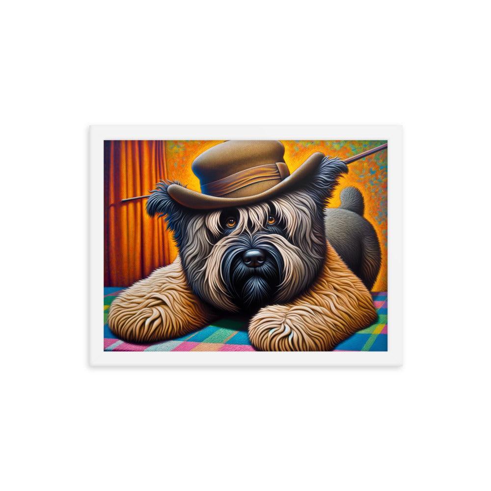 Bouvier Des Flandres Cowboy Hat Quirky Portrait Framed Poster - Oh Posters