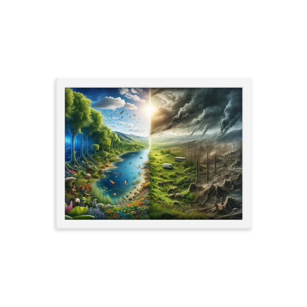 Climate Contrast Environmental Awareness Framed Poster - Oh Posters