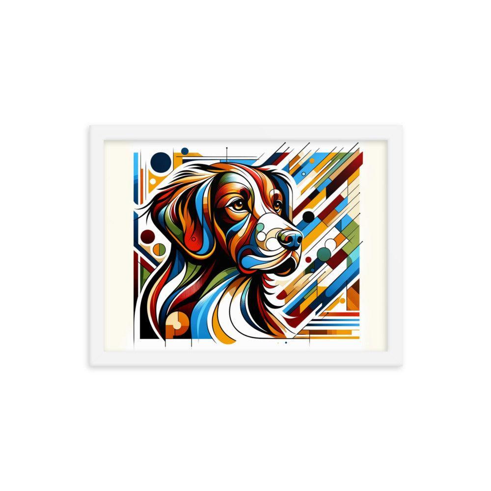 Brittany Dog Art in Abstract Modern Form with Bold Colors Framed Poster - Oh Posters