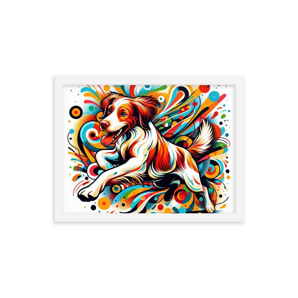 Brittany Spaniel Dynamic Swirls Abstract Art Framed Poster - Oh Posters