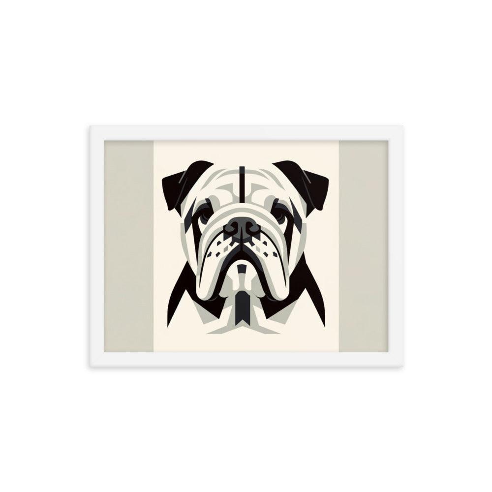 English Bulldog Minimalist Design with Geometric Shapes Framed Poster - Oh Posters