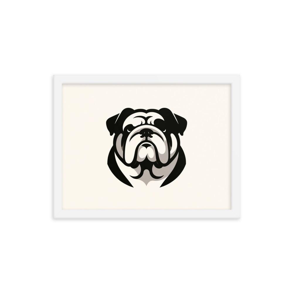 English Bulldog Minimalist Art with Clean Lines and Monochrome Palette Framed Poster - Oh Posters