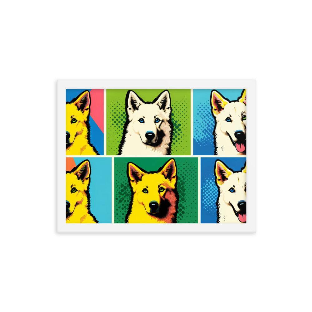 Canaan Dog Pop Art Series with Colorful Panels Framed Poster - Oh Posters