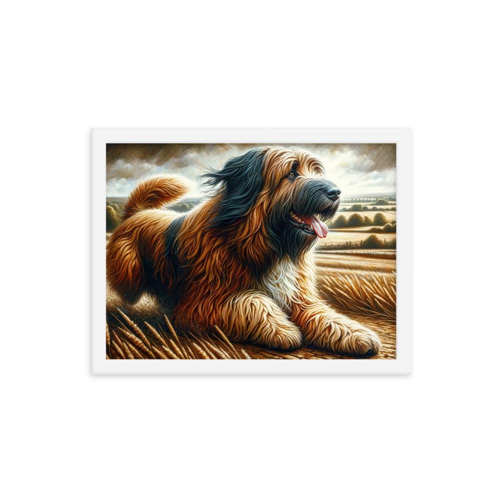 Catalan Sheepdog in Countryside Landscape Framed Poster - Oh Posters