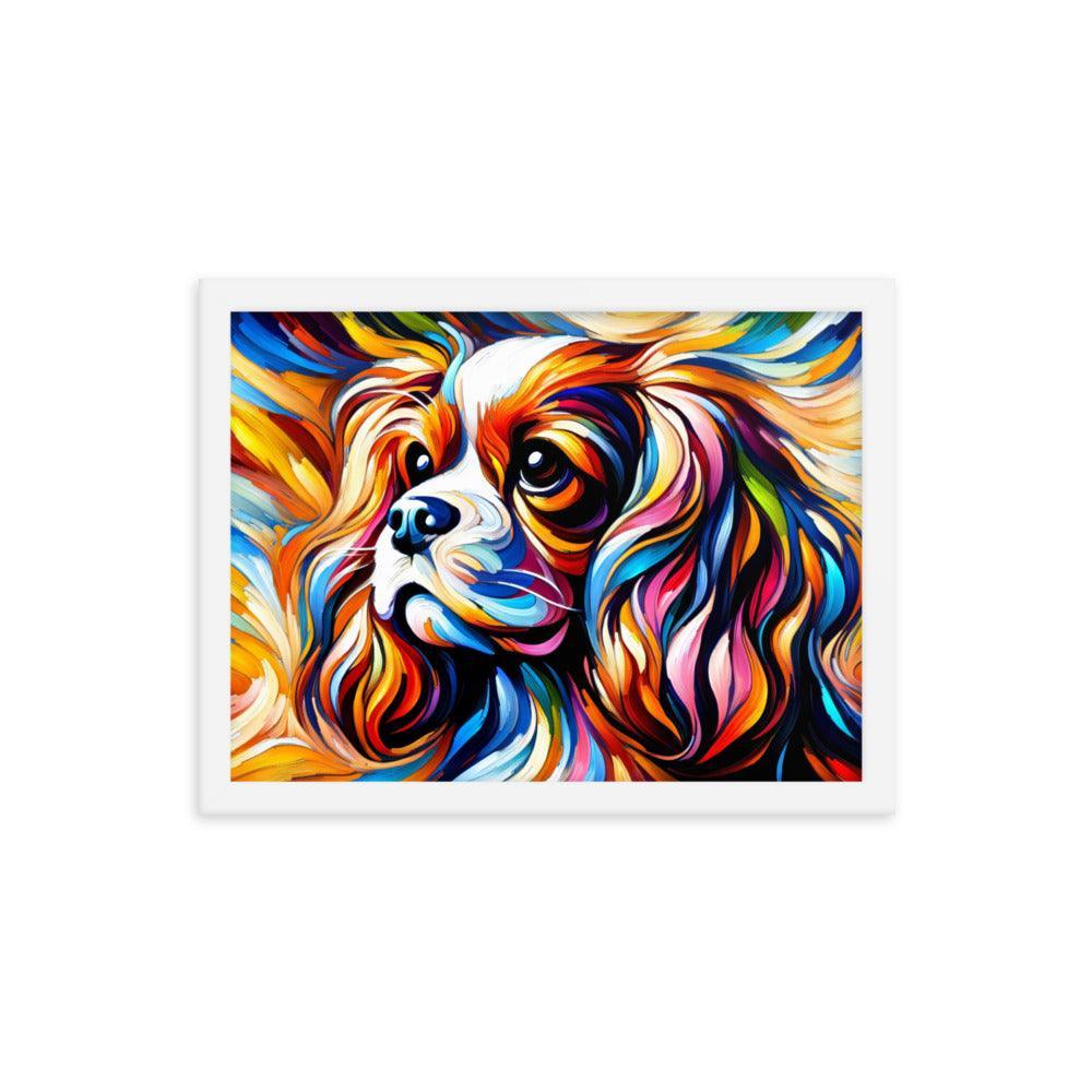 Cavalier King Charles Spaniel in Fauvism Bold Hues and Expressive Brushstrokes Framed Poster - Oh Posters