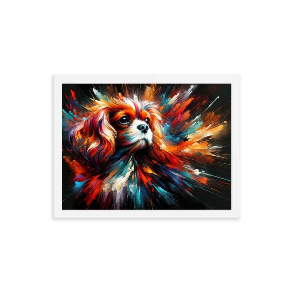 Cavalier King Charles Spaniel Abstract Brush Strokes and Intense Vibrant Colors Framed Poster - Oh Posters