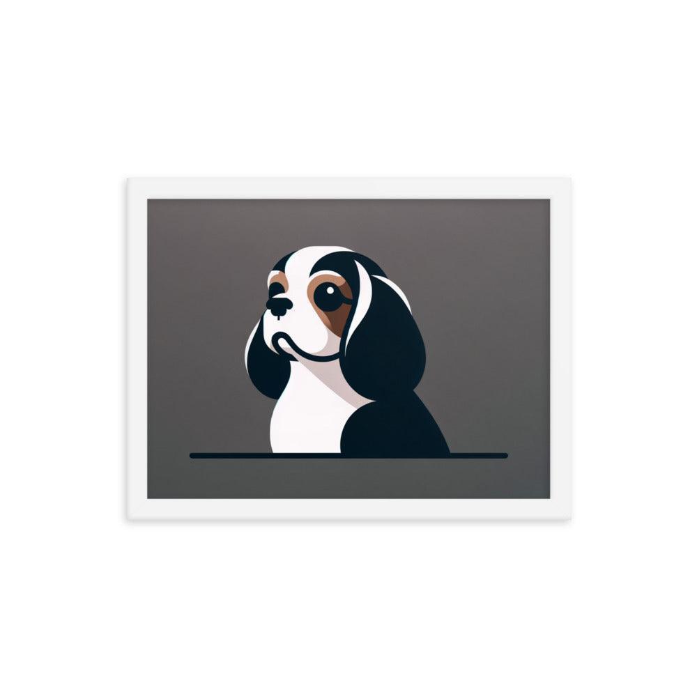 Cavalier King Charles Spaniel Minimalist Portrait Framed Poster - Oh Posters