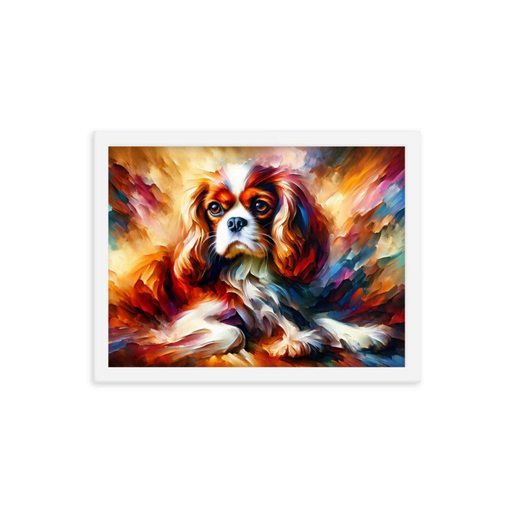 Cavalier King Charles Spaniel Vivid Brush Painting Framed Poster - Oh Posters