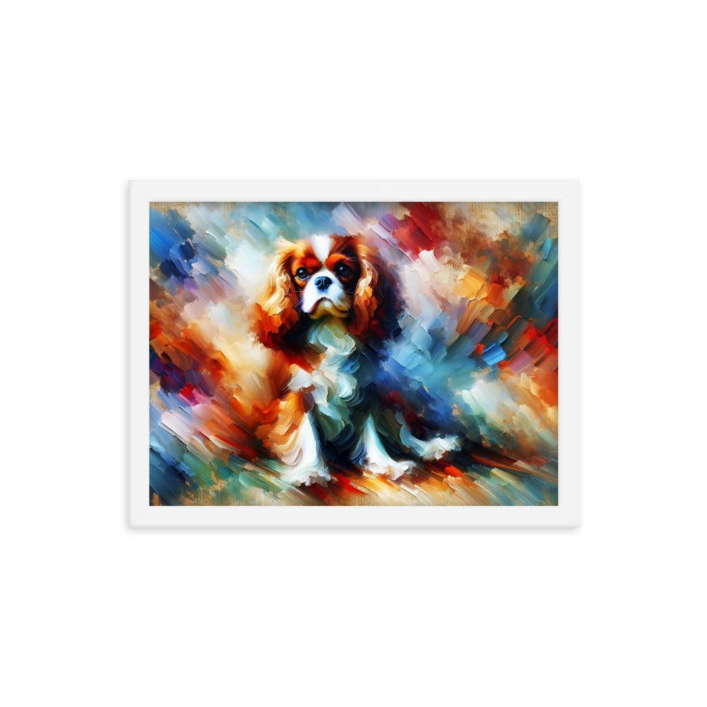 Cavalier King Charles Spaniel Abstract Expressionism Painting Framed Poster - Oh Posters