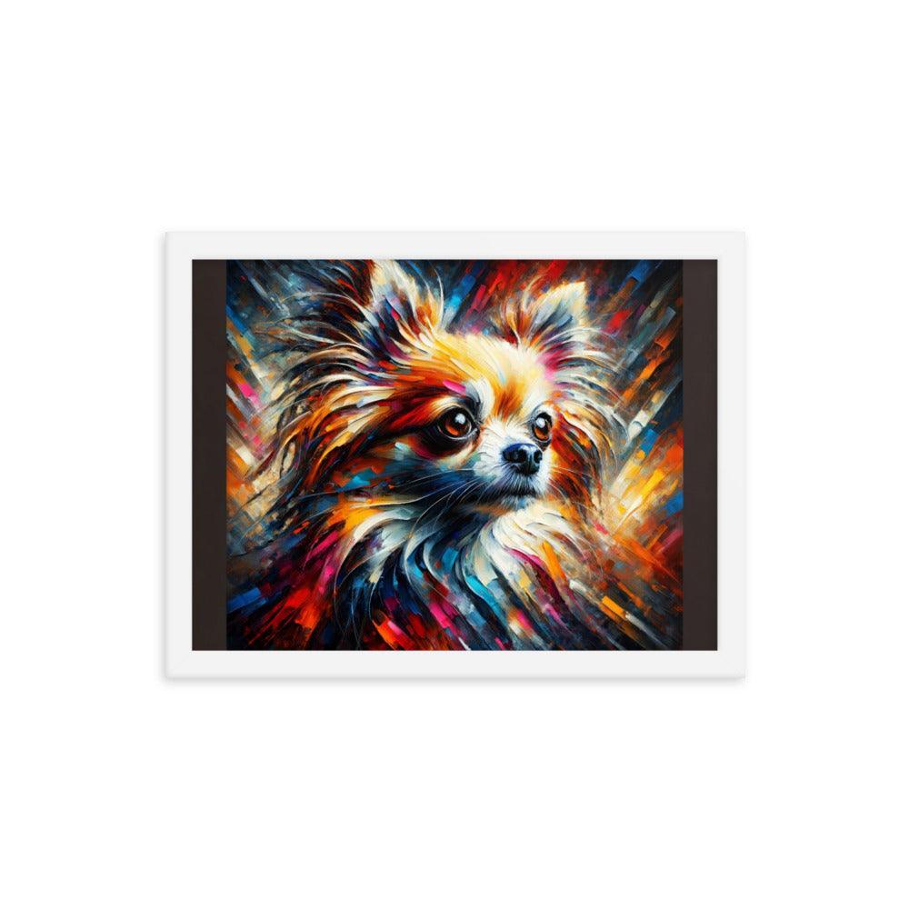 Long Coat Chihuahua Burst Art with Bold Brushstrokes and Intense Colors Framed Poster - Oh Posters