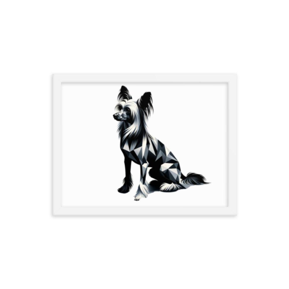 Chinese Crested Dog in Geometric Shadows Sleek Design Framed Poster - Oh Posters