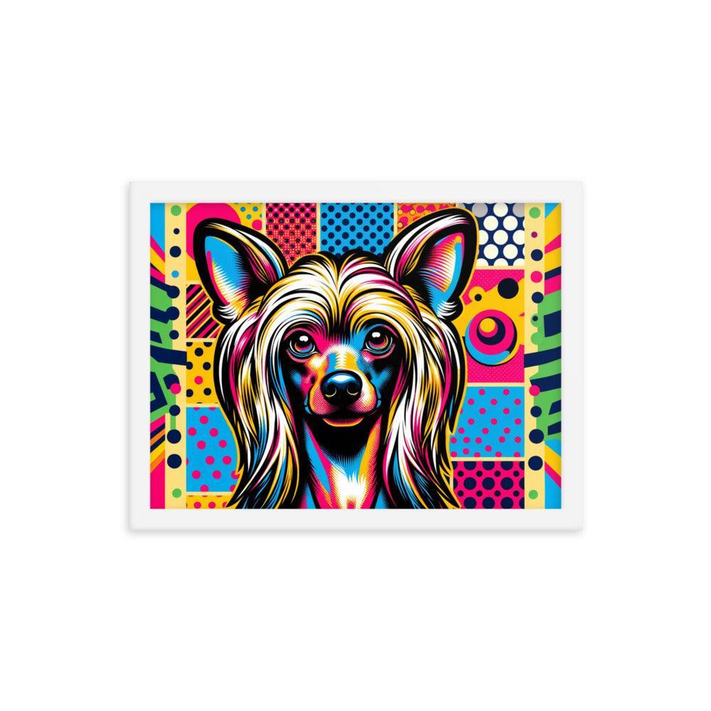 Chinese Crested Dog Pop Art in Bright Graphic Style Framed Poster - Oh Posters