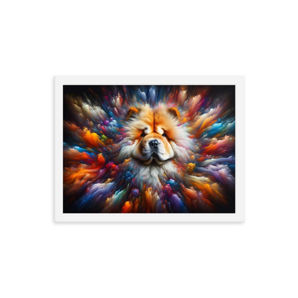 Chow Chow Abstract Burst of Vibrant Colors and Shapes Framed Poster - Oh Posters