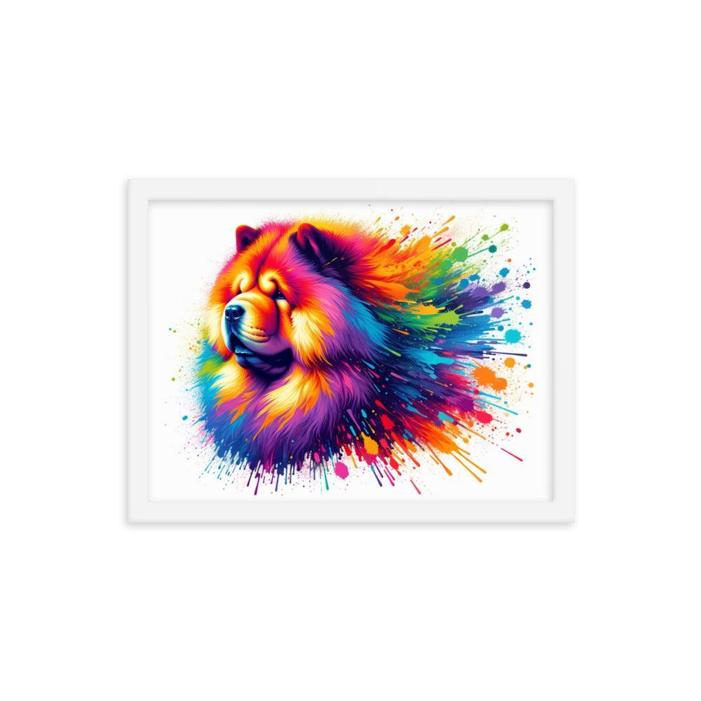 Chow Chow Rainbow Splatter Dynamic Spectrum Framed Poster - Oh Posters