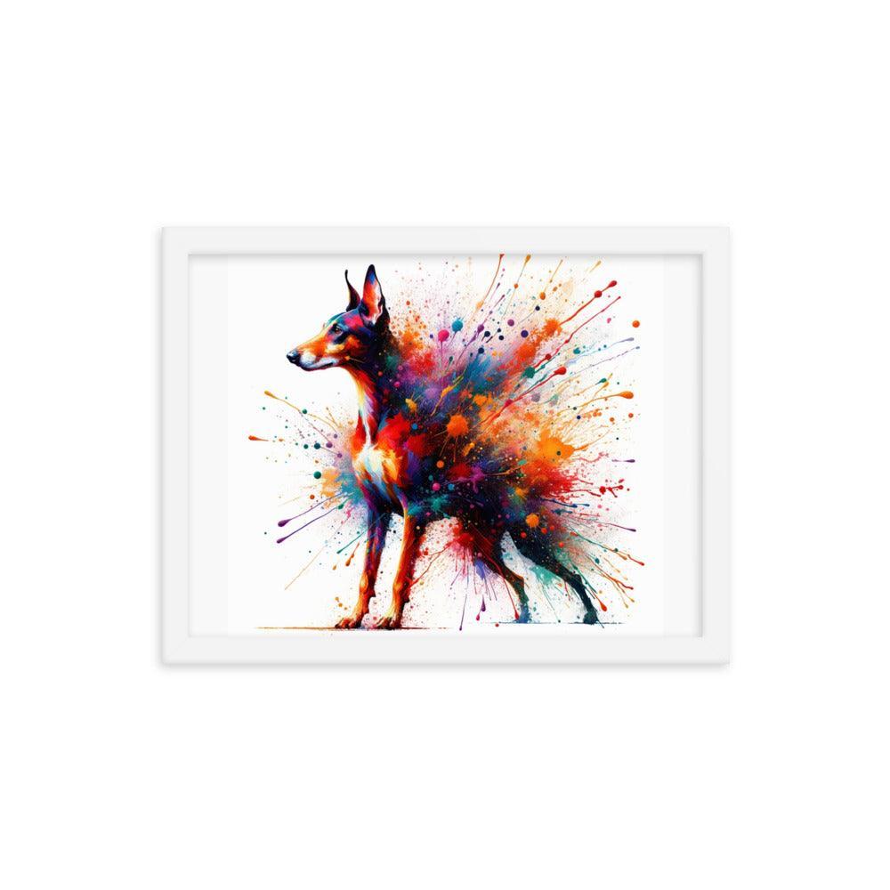 Cirneco dell'Etna Splatter Art with Vibrant Colors Framed Poster - Oh Posters