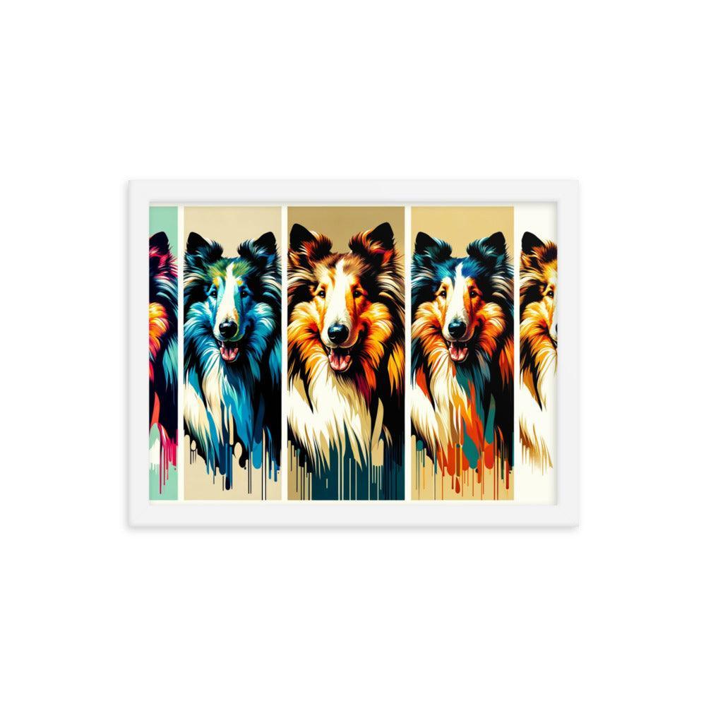 Rough Collie Dog Online Art Montage Vibrant Modern Styles Framed Poster - Oh Posters