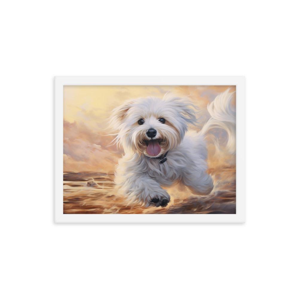 Coton De Tulear Joyful Sunset Frolic Framed Poster - Oh Posters