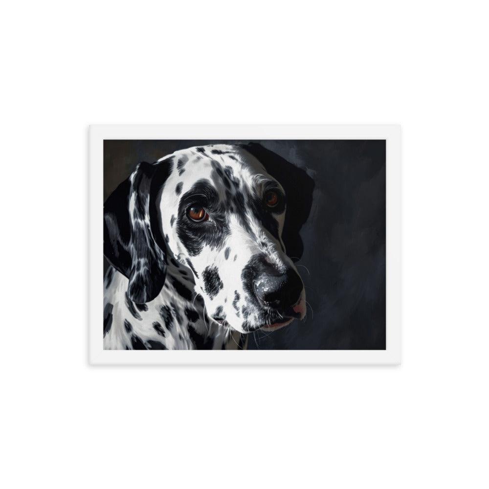 Dalmatian Dark Elegance Dog Portrait Framed Poster - Oh Posters