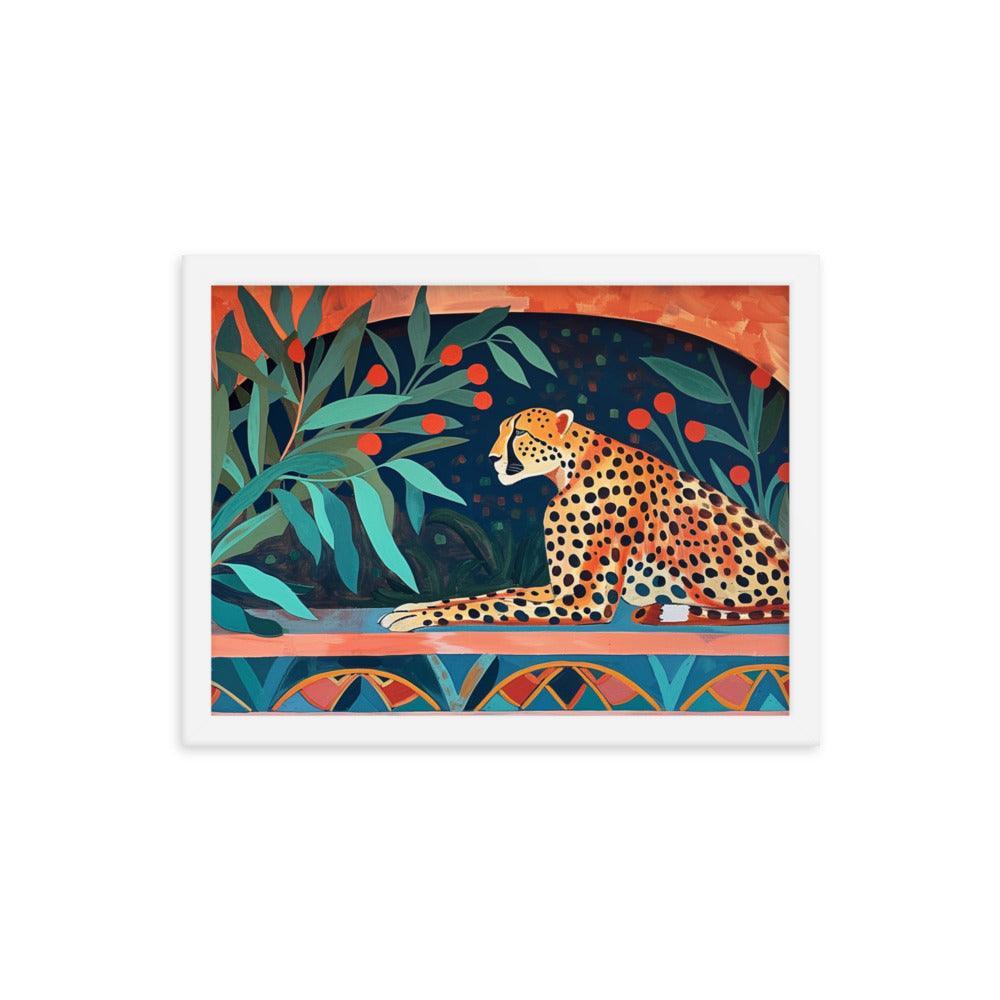 Cheetah Resting in Archway Botanical Art Framed Poster - Oh Posters