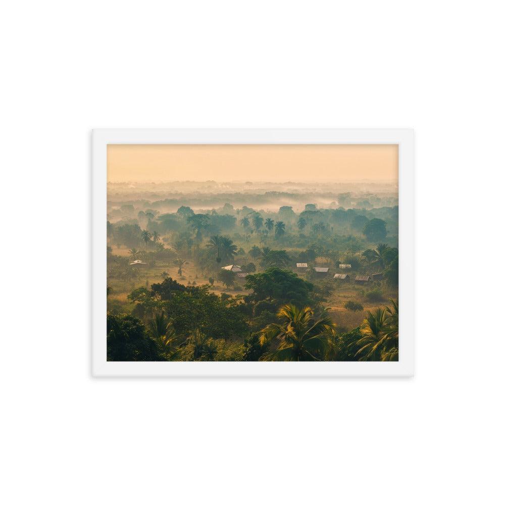 Early Morning Fog Over Benin Village Digital Art Framed Poster - Oh Posters