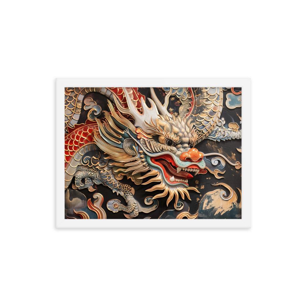 China Classic Dragon Sculpture Artwork Framed Poster - Oh Posters