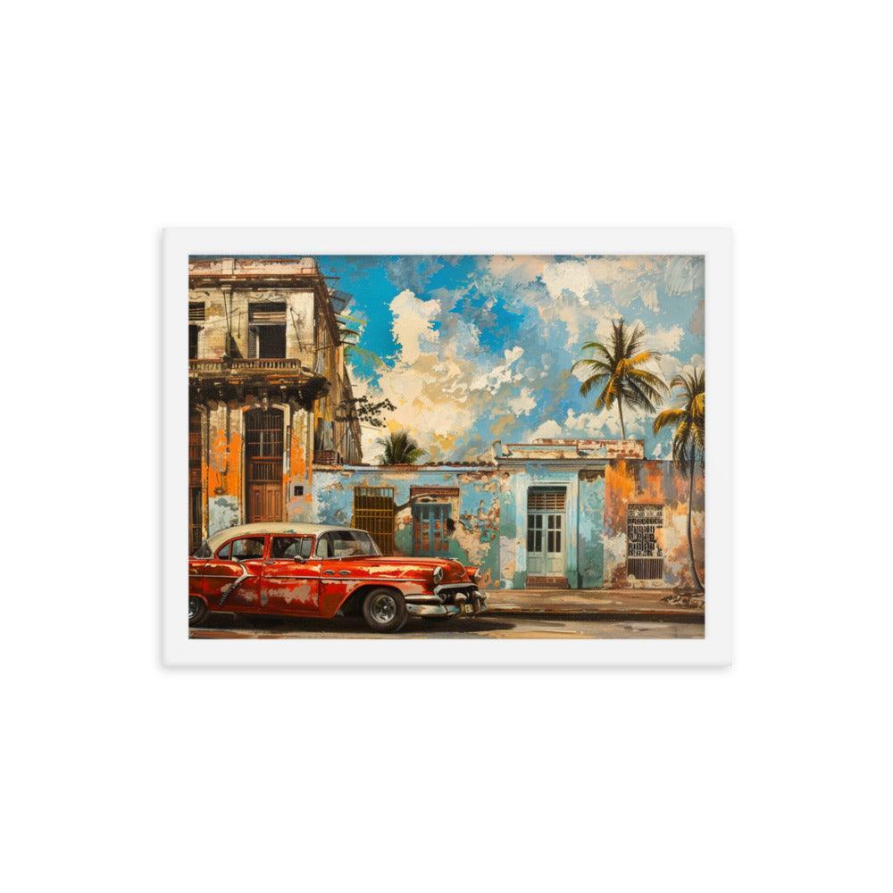 Cuba Classic Car and Historical Buildings Street Scene Framed Poster - Oh Posters