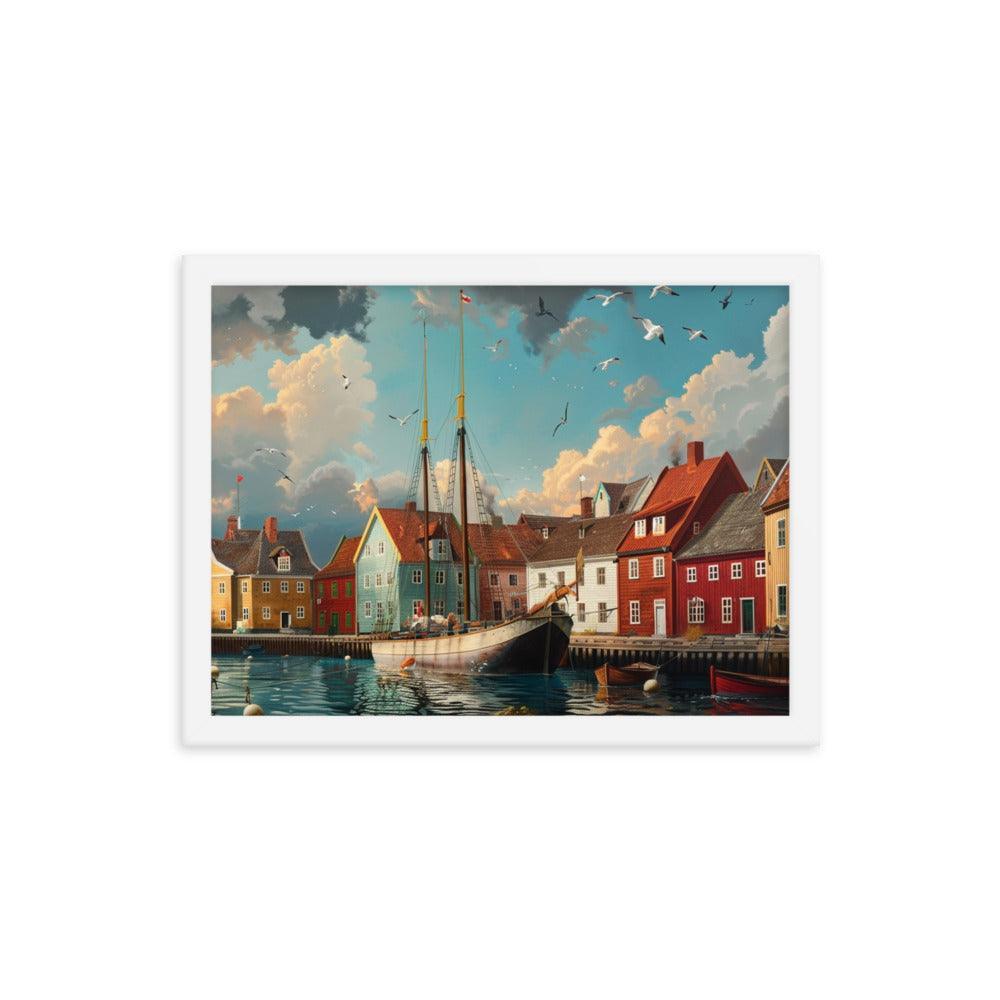 Historic Danish Seaport Denmark Digital Art Framed Poster - Oh Posters